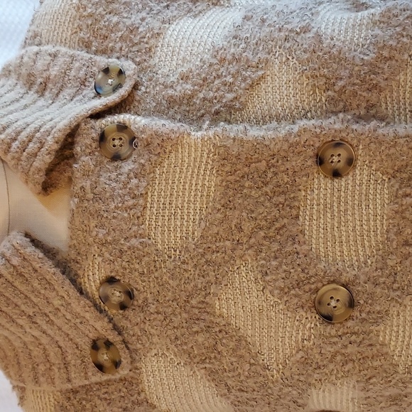 Rosie Neira   Anthropology Women's Cardigan Wool Blend Tan Textured  Lagenlook S - Picture 2 of 13